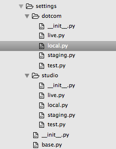 Screenshot of settings file structure